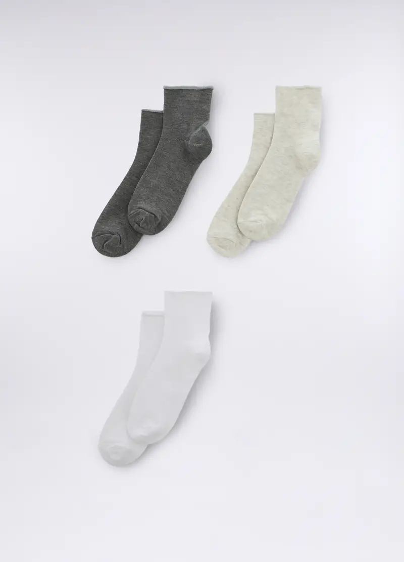 Pack 3 Calze In Viscosa Di Bamboo Stretch Donna, Grigio chiaro melange
