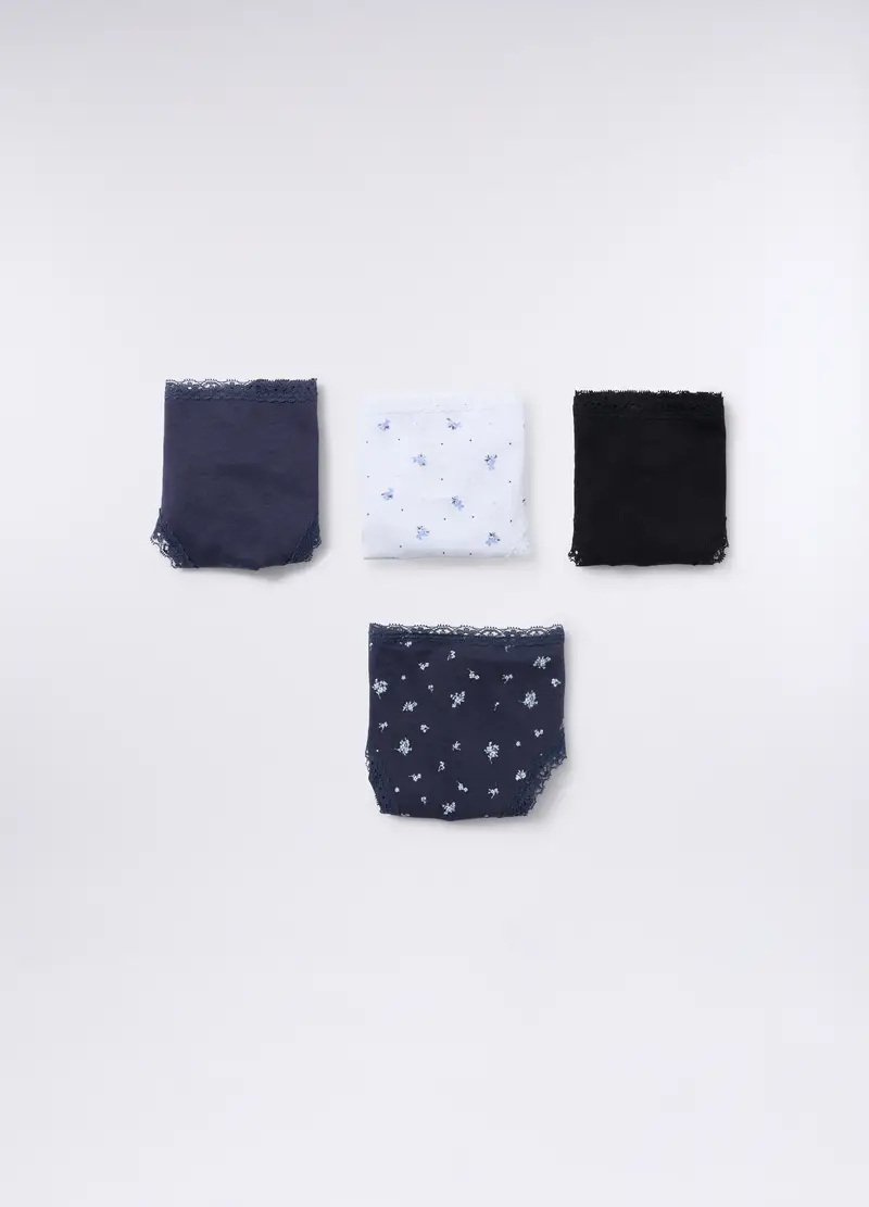 Pack 4 Slip In Jersey Di Puro Cotone Donna, Blu Bluette