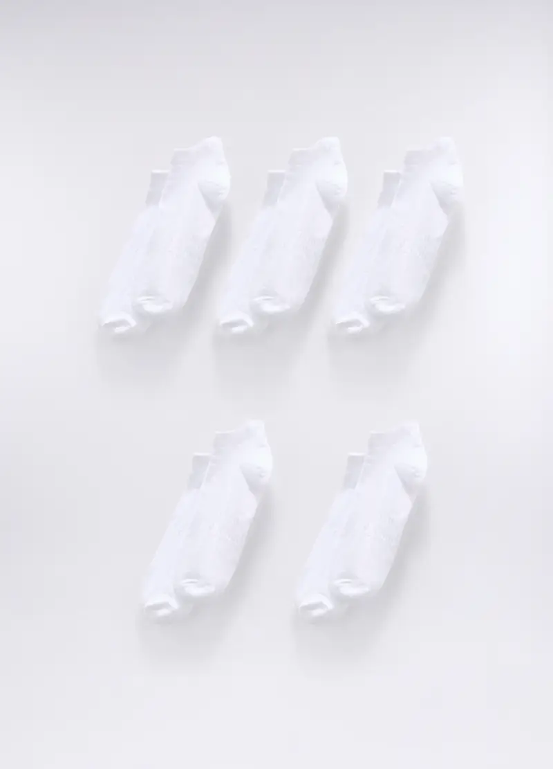 Pack 5 Calze Corte In Microfibra Donna, Bianco ottico