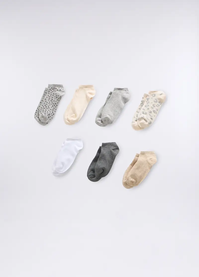 Pack 7 Calze Corte Misto Cotone Donna, Beige chiaro