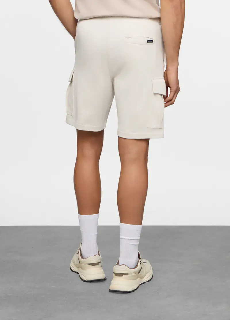 Pantaloncini Cargo In Felpa Di Cotone Uomo, Unisex, Bianco avorio miniatura 2
