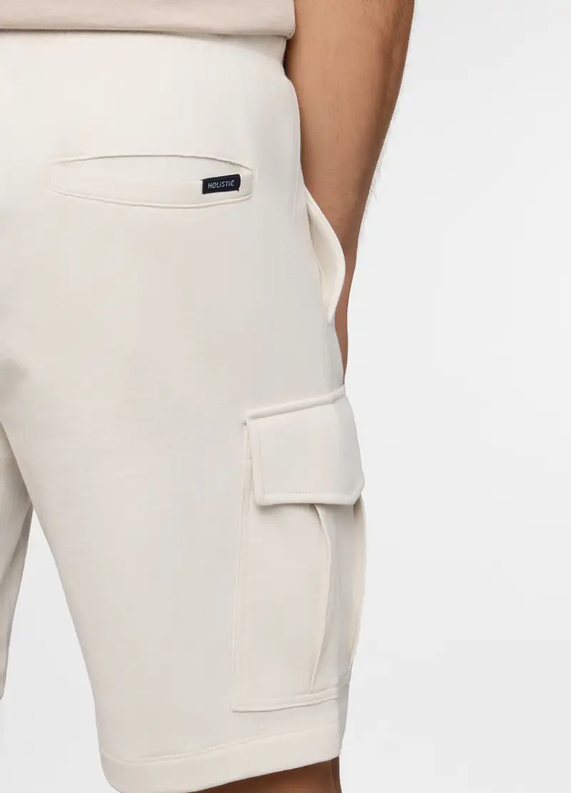 Pantaloncini Cargo In Felpa Di Cotone Uomo, Unisex, Bianco avorio miniatura 3