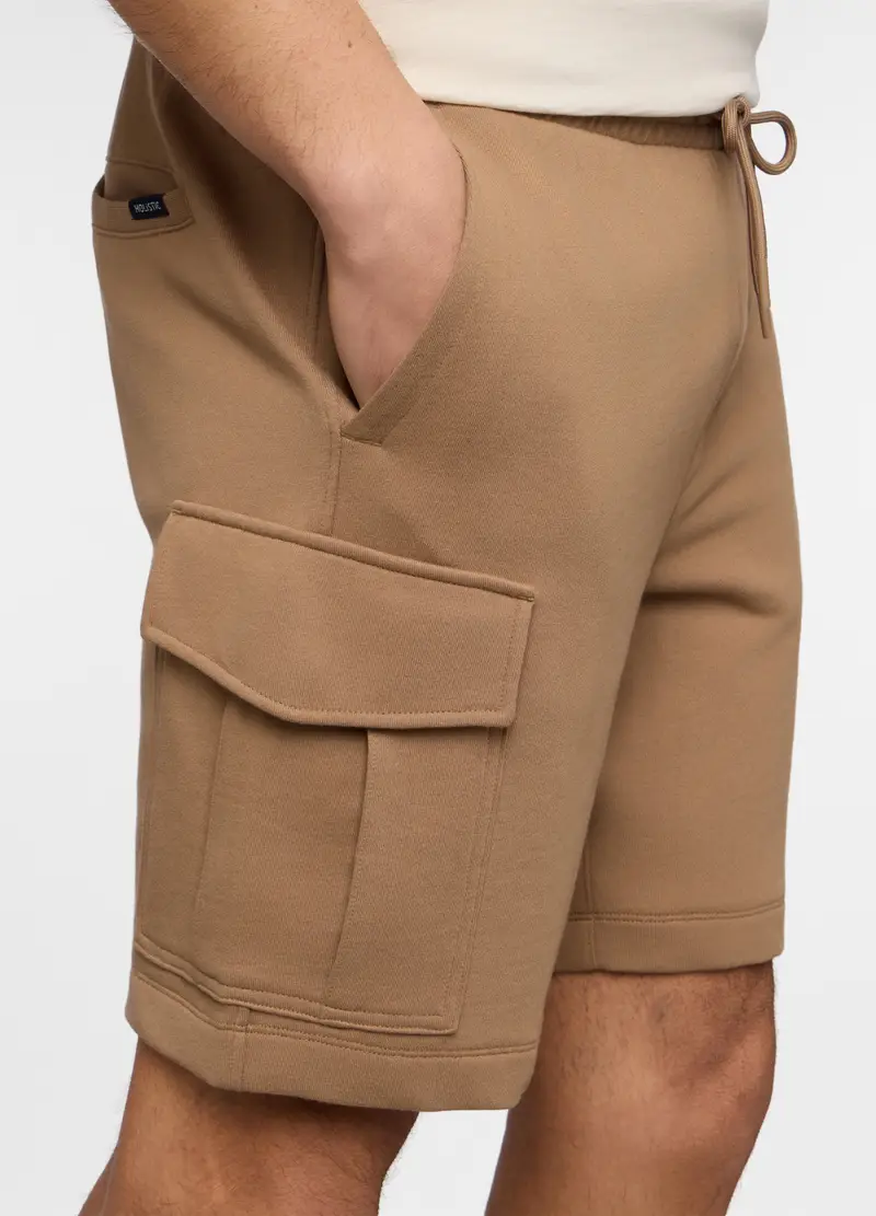 Pantaloncini Cargo In Felpa Di Cotone Uomo, Unisex, Marrone tabacco miniatura 3