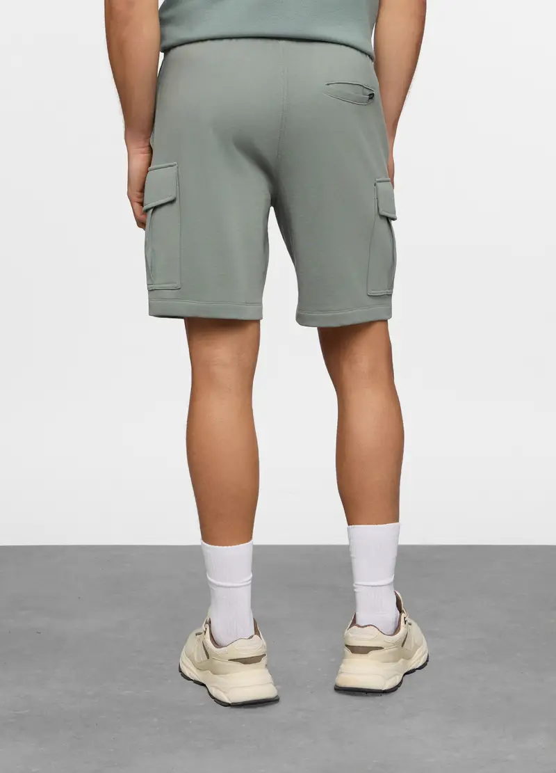 Pantaloncini Cargo In Felpa Di Cotone Uomo, Unisex, Verde salvia miniatura 2
