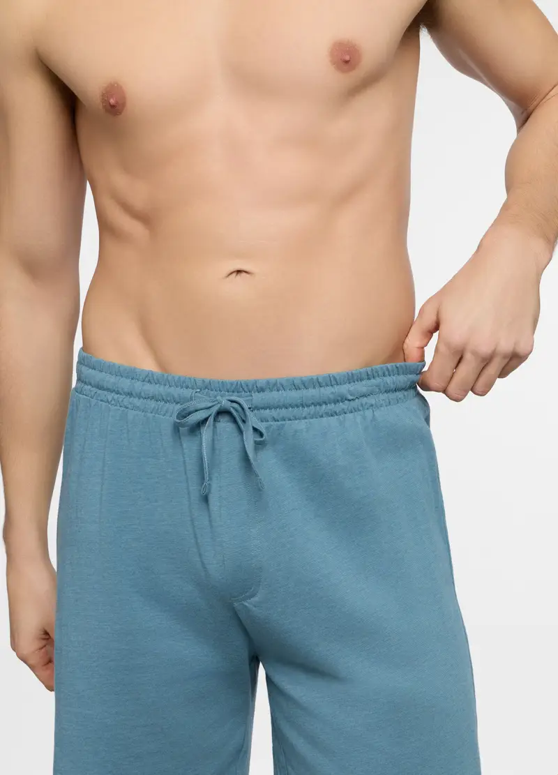 Pantaloncini Del Pigiama In Cotone Uomo, Azzurro oxford miniatura 3
