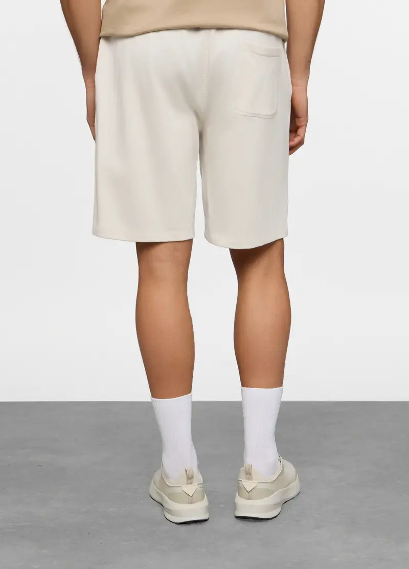 Pantaloncini In Cotone French Terry Uomo, Unisex, Bianco latte miniatura 2