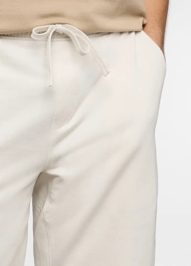 Pantaloncini In Cotone French Terry Uomo, Unisex, Bianco latte miniatura 3