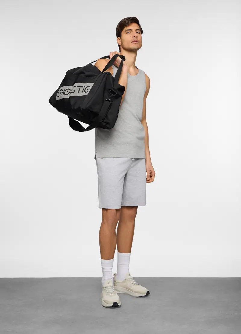 Pantaloncini In Cotone French Terry Uomo, Unisex, Grigio chiaro melange