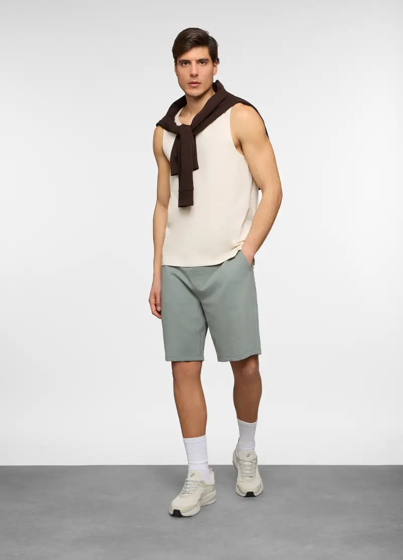 Pantaloncini In Cotone French Terry Uomo, Unisex, Verde salvia