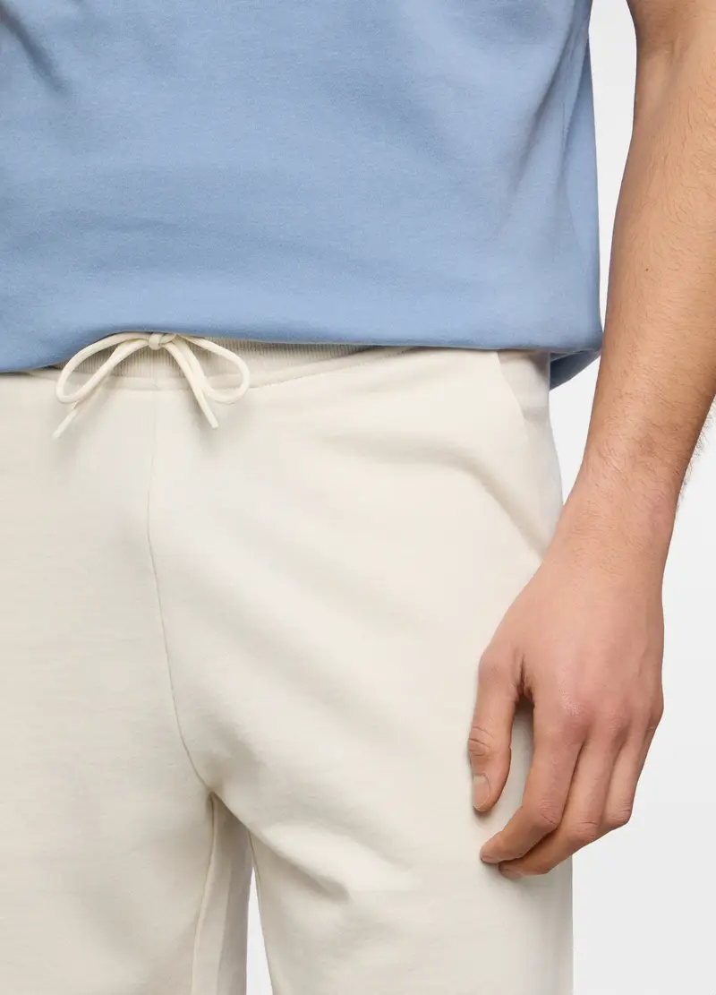 Pantaloncini In Felpa Di Cotone Uomo, Unisex, Bianco avorio miniatura 3
