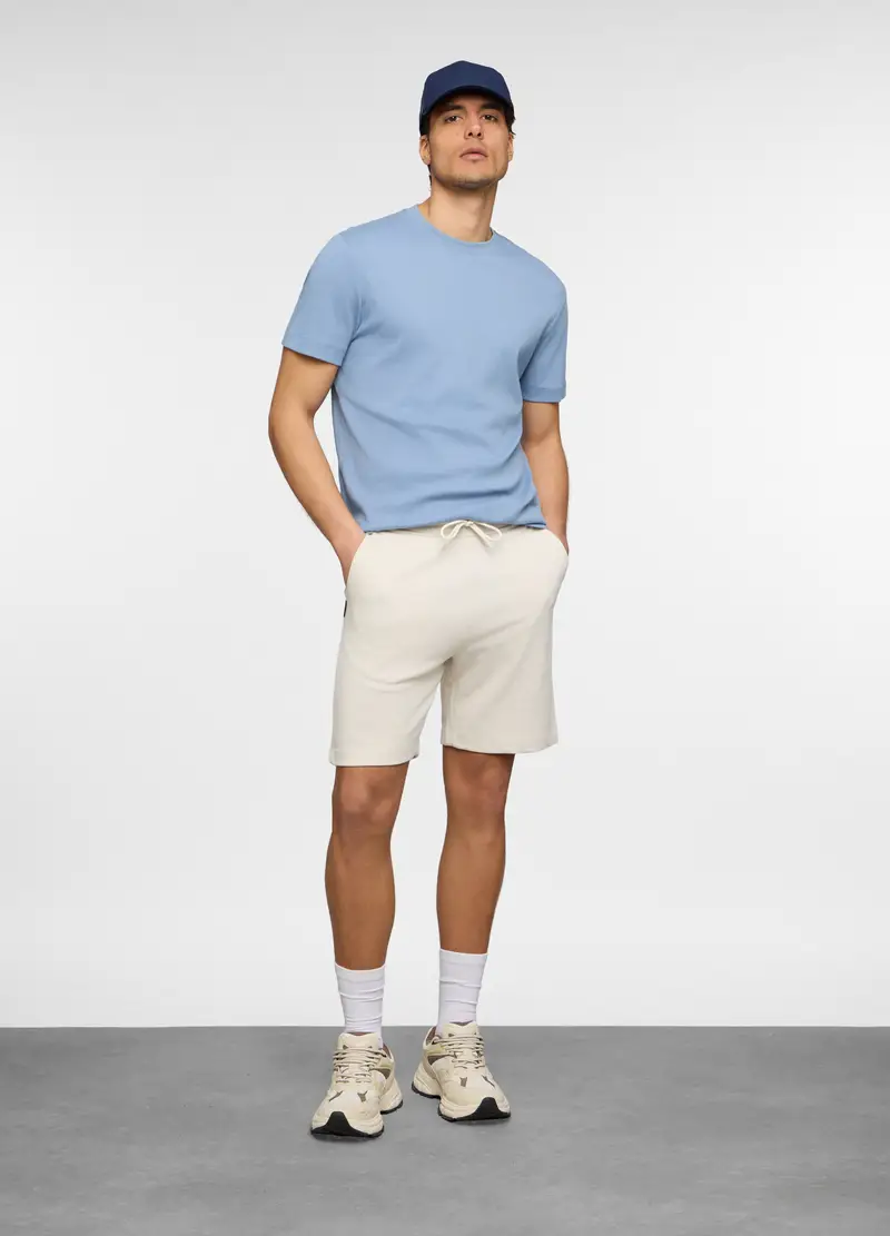 Pantaloncini In Felpa Di Cotone Uomo, Unisex, Bianco avorio