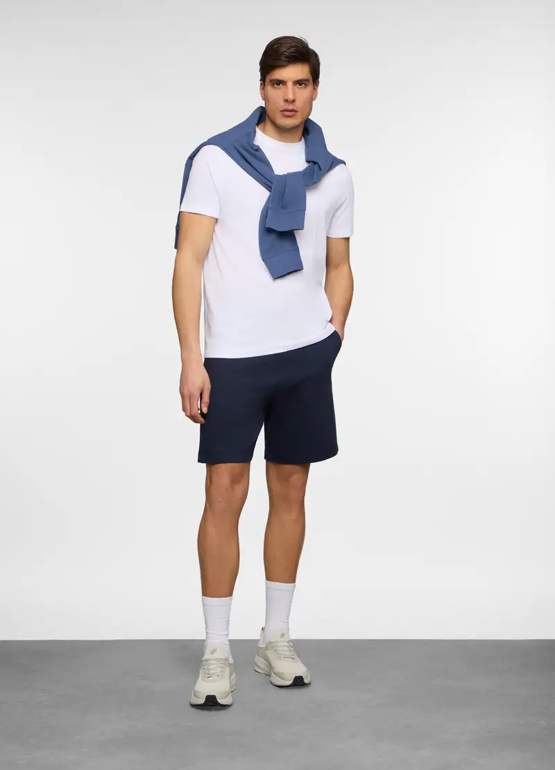 Pantaloncini In Felpa Di Cotone Uomo, Unisex, Blu scuro