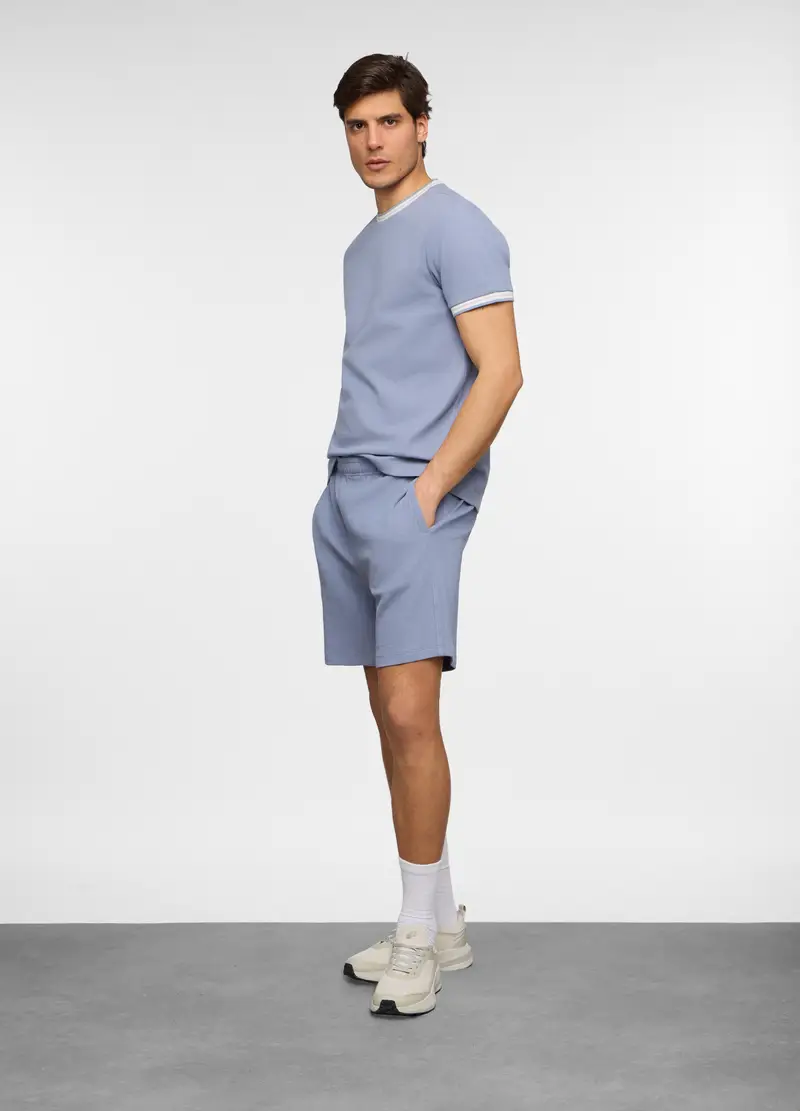 Pantaloncini In Maglia Di Cotone Uomo, Unisex, Azzurro scuro