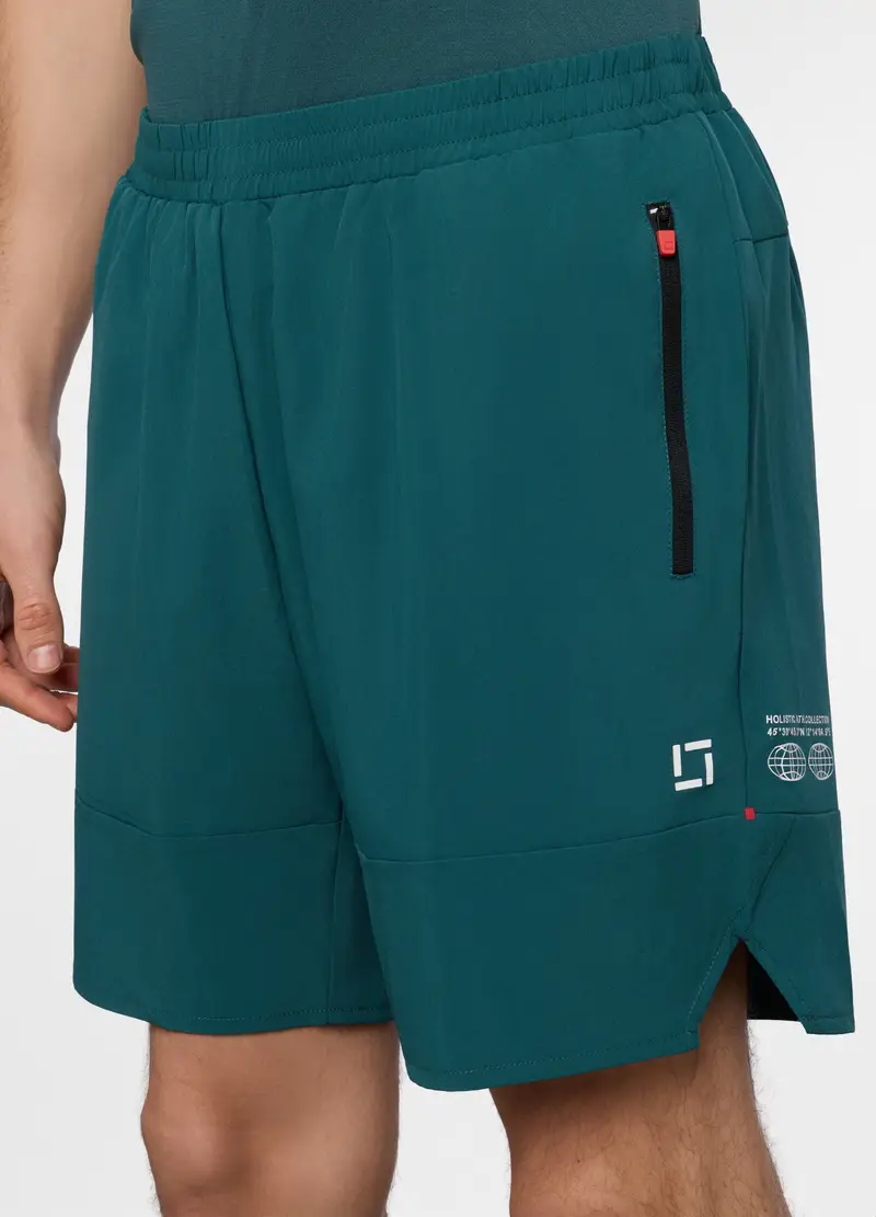 Pantaloncini Sportivi In Tessuto Tecnico Uomo, Unisex, Verde ottanio miniatura 3