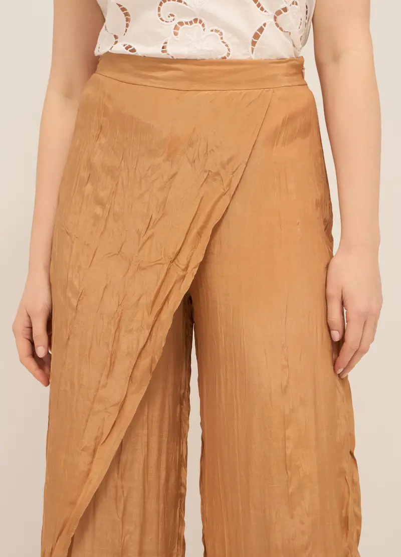 Upim, Pantalone A Portafoglio In Viscosa Satin Donna, Marrone chiaro, Taglia: XS miniatura 2