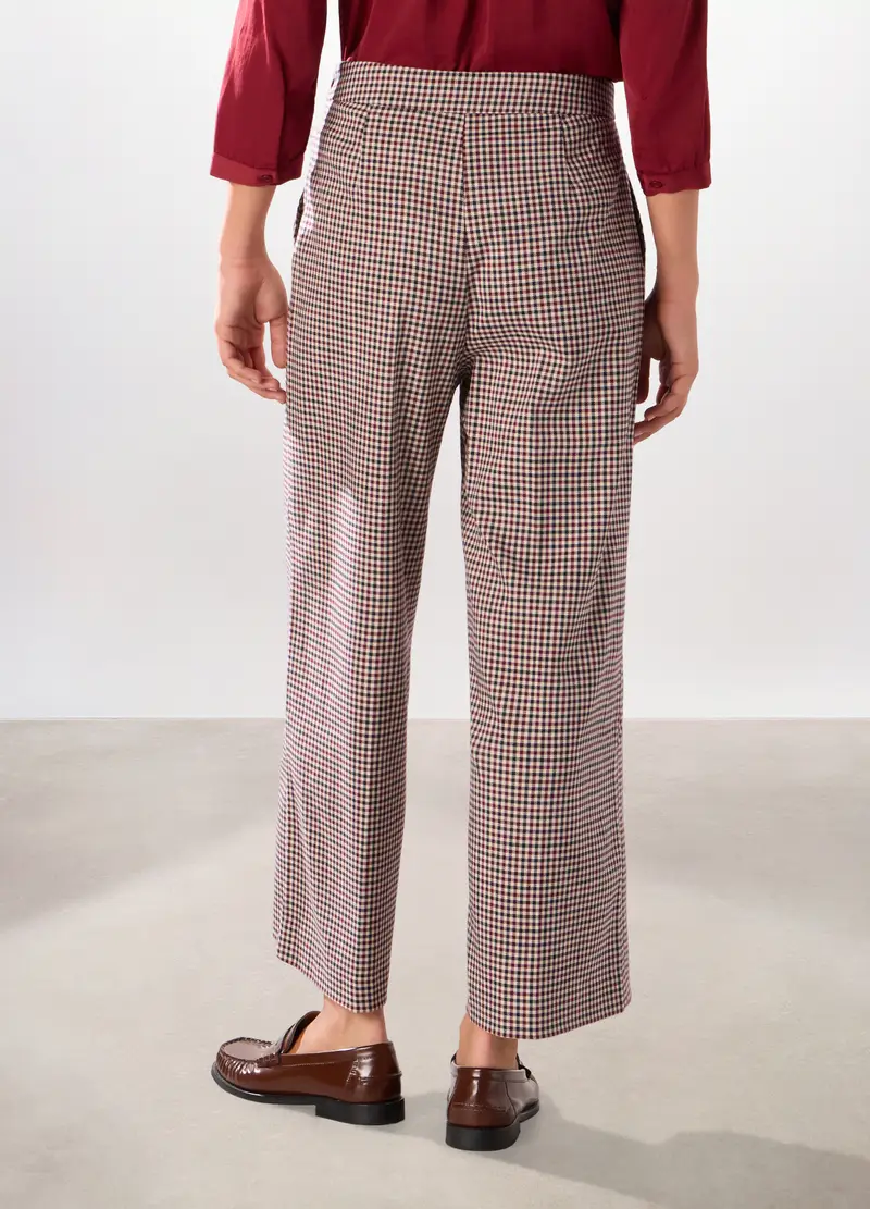 Pantalone A Quadri Misto Viscosa Donna, Beige chiaro miniatura 2