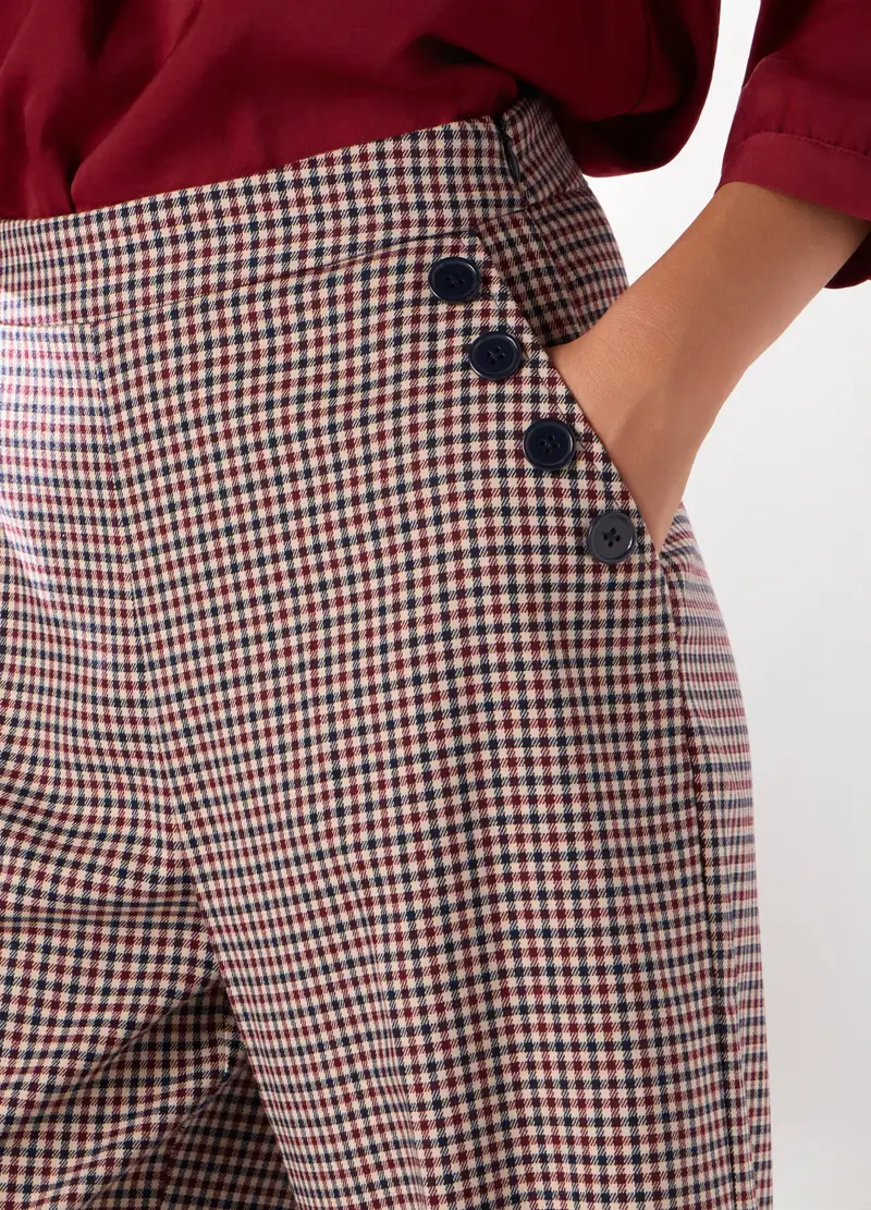 Pantalone A Quadri Misto Viscosa Donna, Beige chiaro miniatura 3