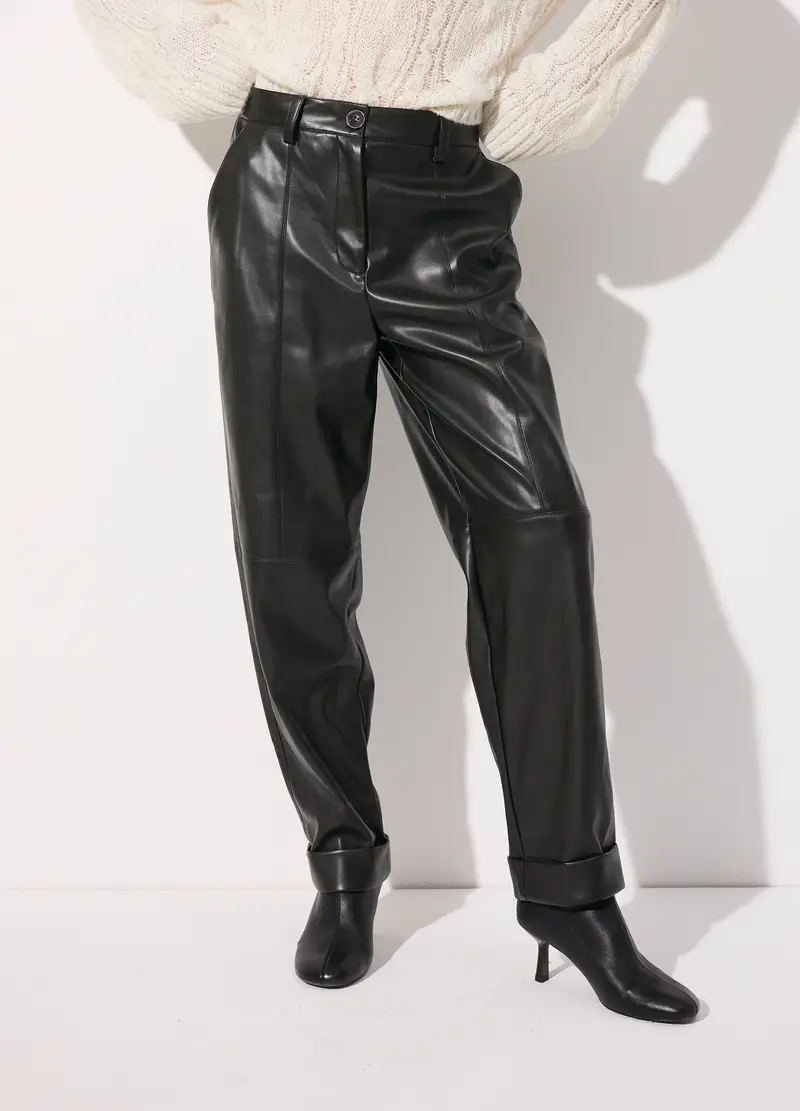 Pantalone Balloon In Ecopelle Donna, Unisex, Nero miniatura 2