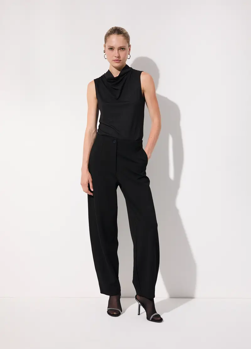 Pantalone Balloon In Punto Milano Donna, Unisex, Nero