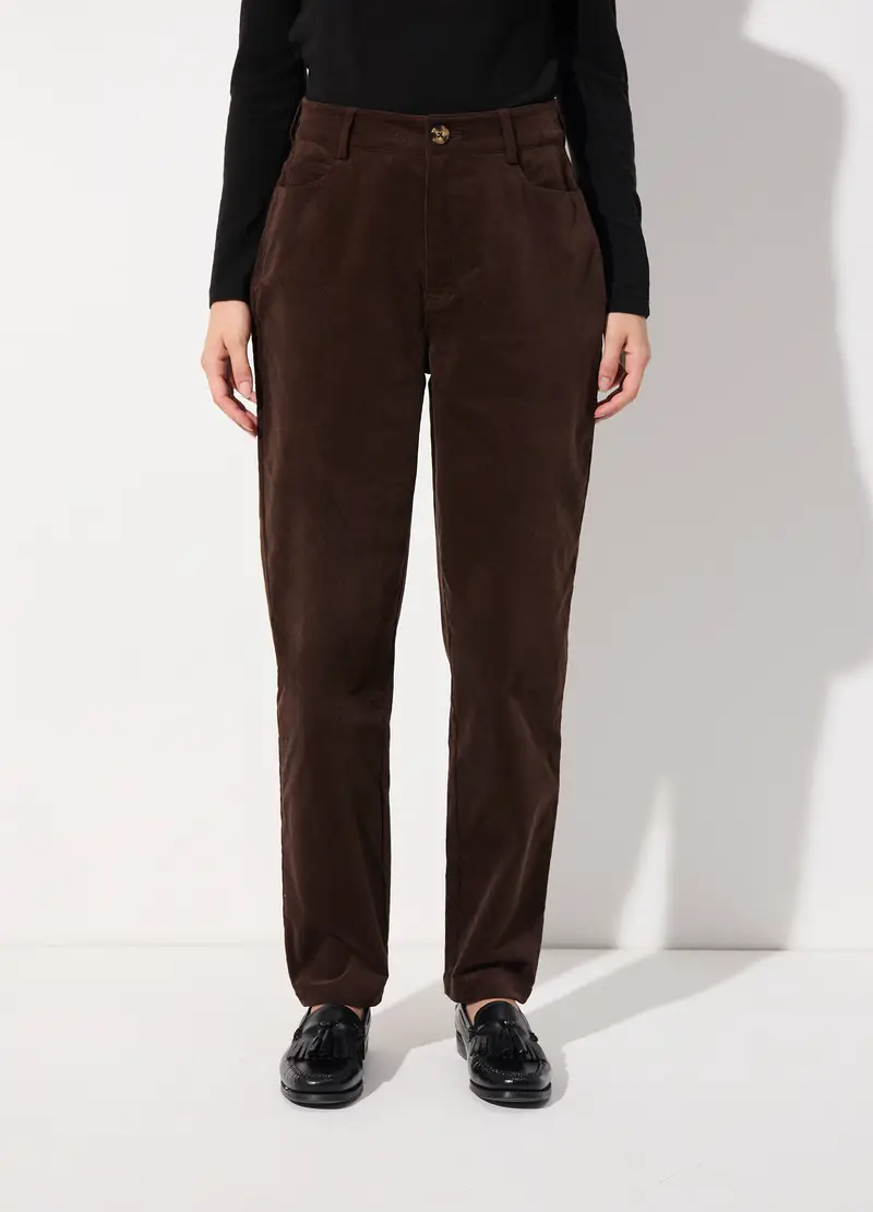 Pantalone Balloon In Velluto Corduroy Stretch Donna, Unisex, Marrone cioccolato miniatura 2