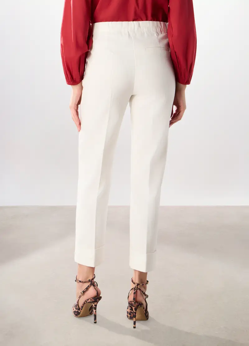 Pantalone Chino In Denim Stretch Donna, Bianco miniatura 2