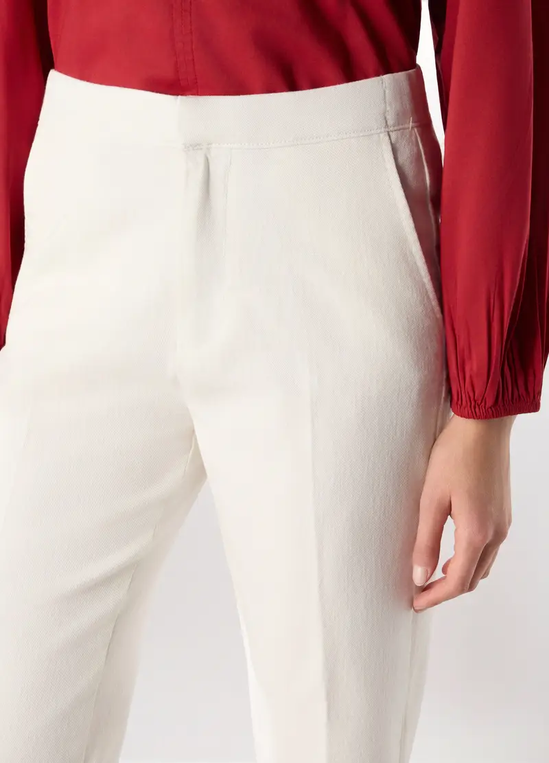 Pantalone Chino In Denim Stretch Donna, Bianco miniatura 3