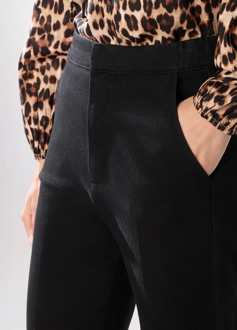 Pantalone Chino In Denim Stretch Donna, Nero miniatura 3