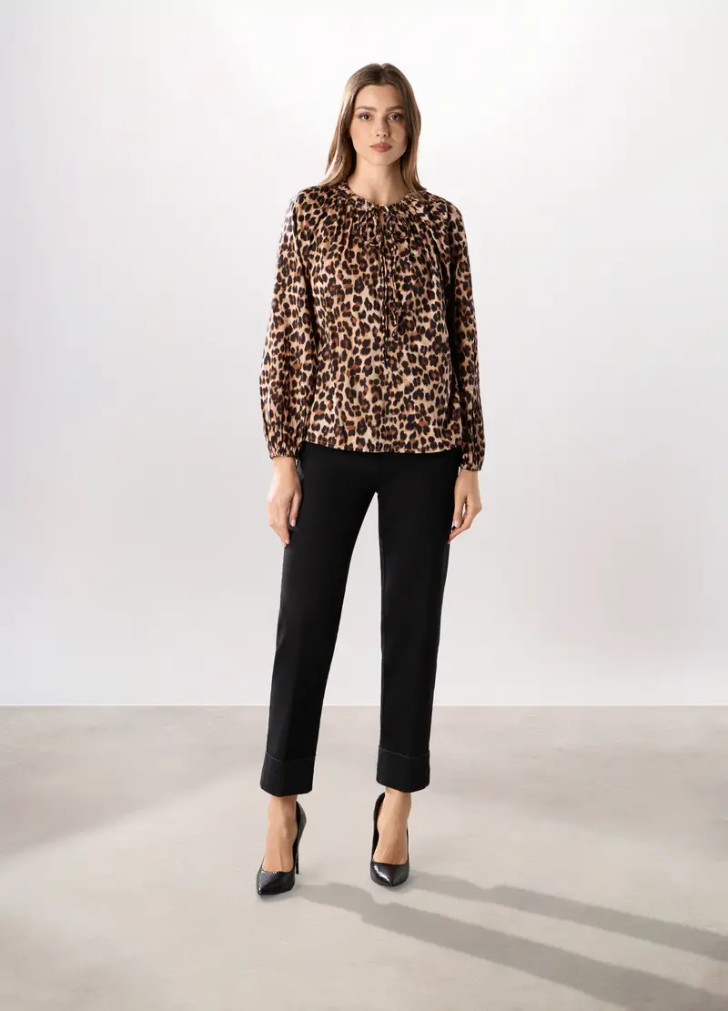 Pantalone Chino In Denim Stretch Donna, Nero