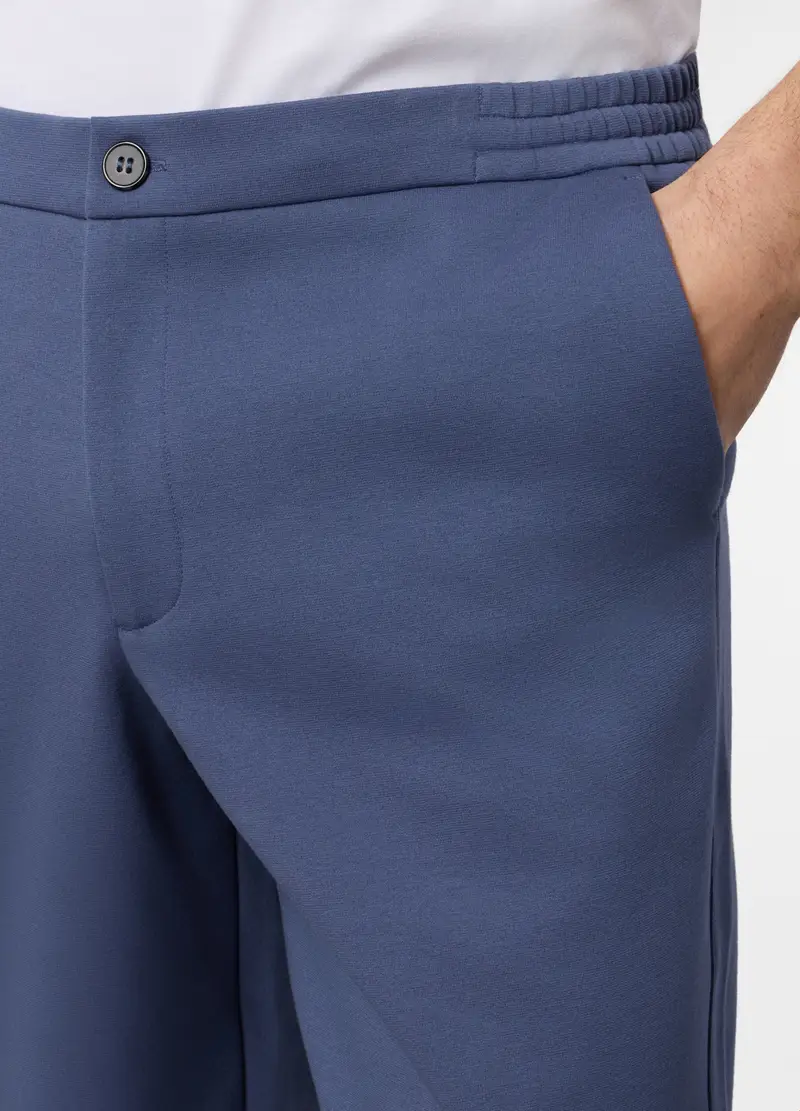 Pantalone Chino In Misto Cotone Uomo, Unisex, Azzurro scuro miniatura 3