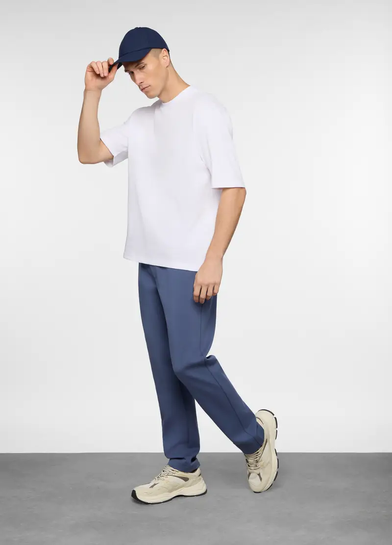 Pantalone Chino In Misto Cotone Uomo, Unisex, Azzurro scuro