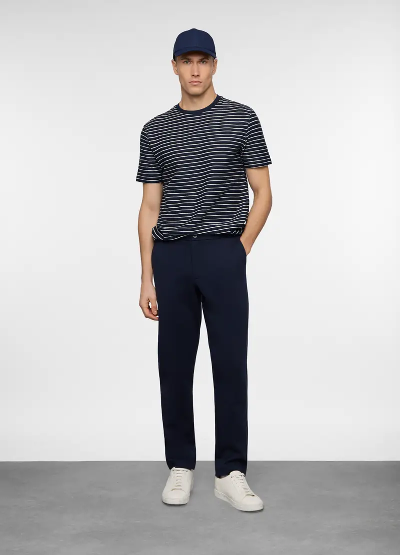 Pantalone Chino In Misto Cotone Uomo, Unisex, Blu scuro