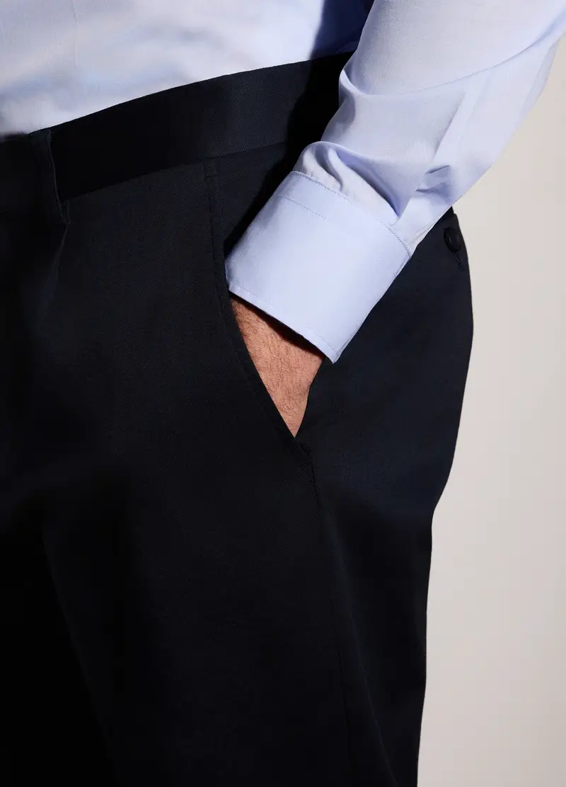 Pantalone Chino Regular Fit In Cotone Stretch Uomo, Blu Notte miniatura 3