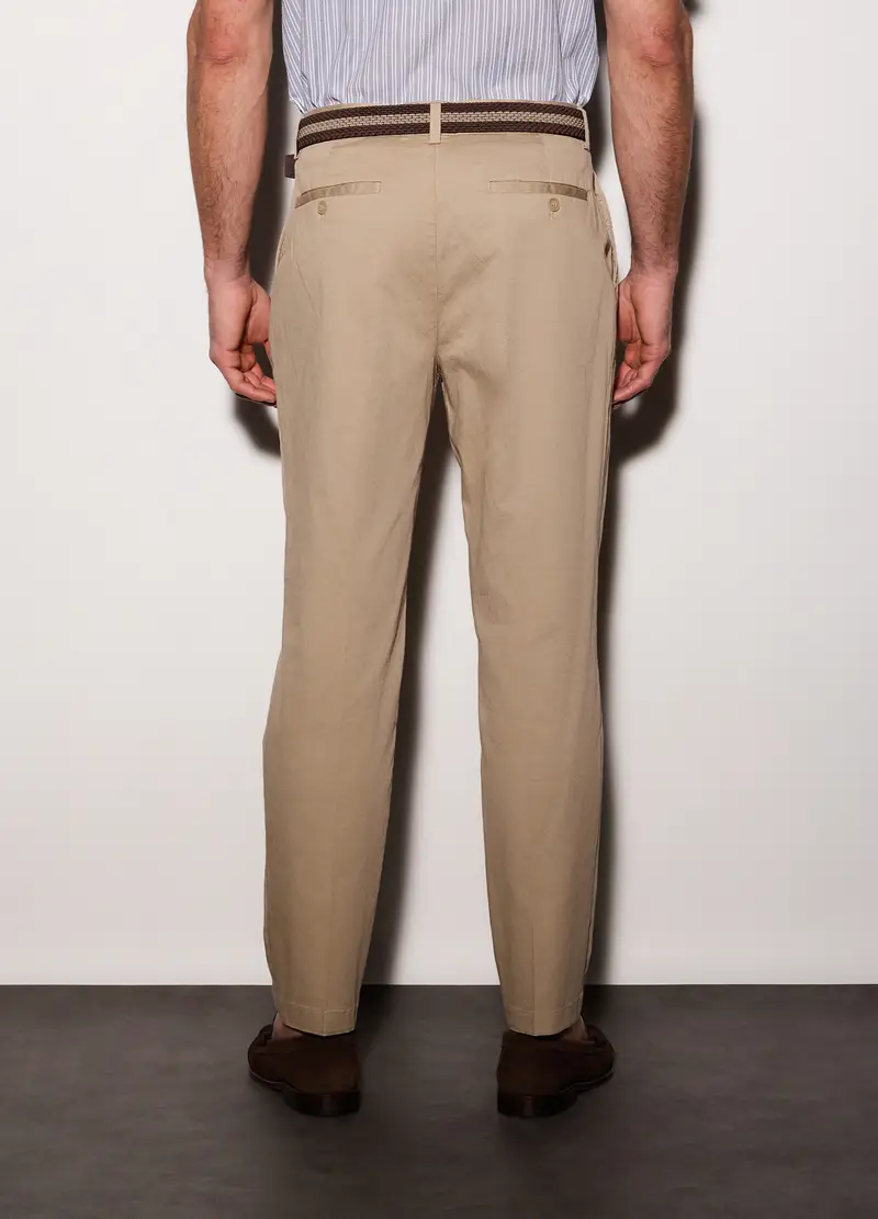 Pantalone Chino Regular Fit In Cotone Stretch Uomo, Marrone khaki miniatura 2