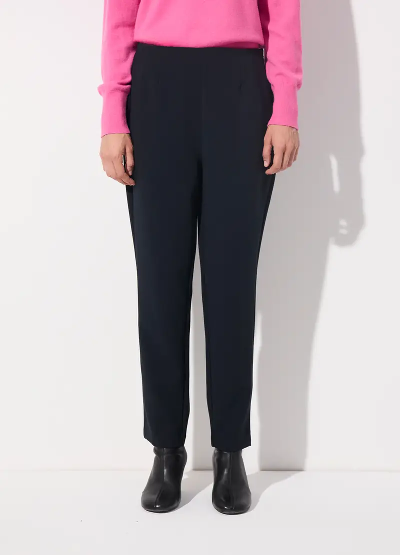 Pantalone Crêpe A Sigaretta Donna, Unisex, Blu navy miniatura 2
