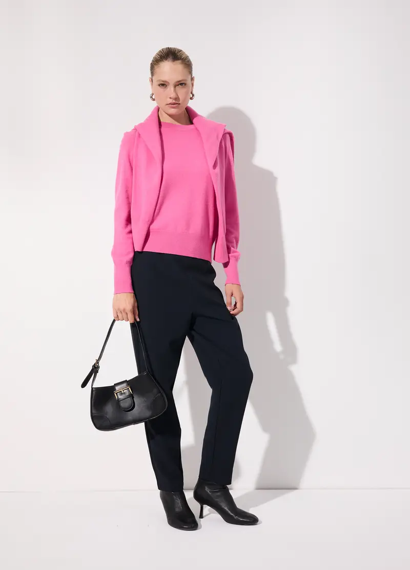 Pantalone Crêpe A Sigaretta Donna, Unisex, Blu navy