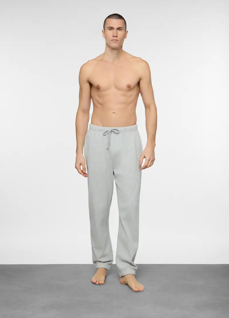 Pantalone Del Pigiama In Cotone Uomo, Grigio chiaro melange
