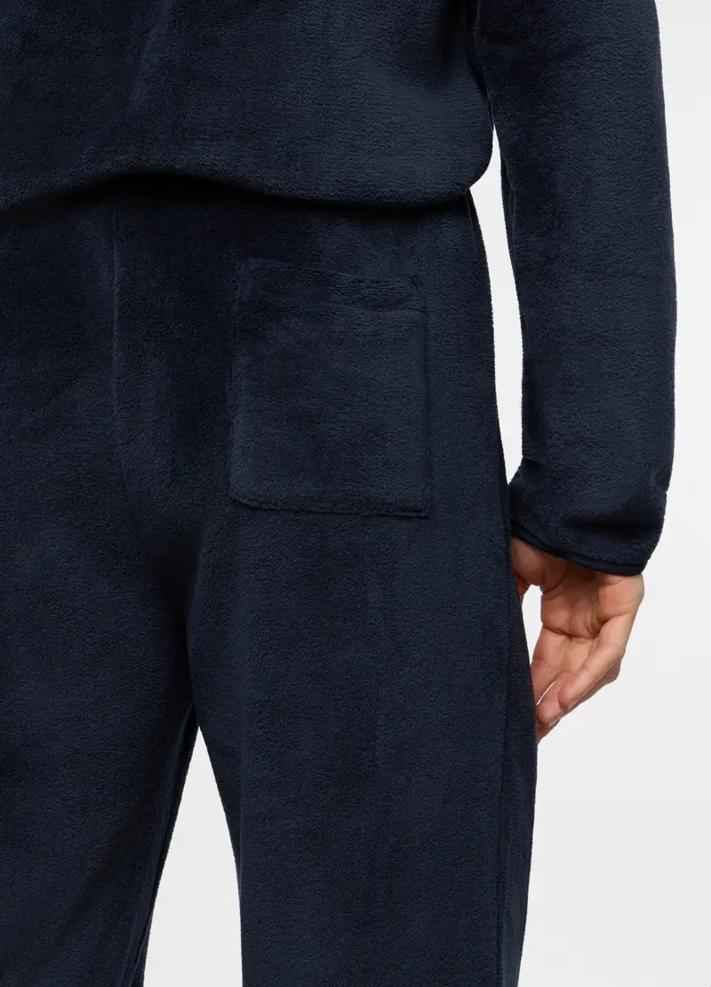 Pantalone Del Pigiama In Pile Uomo, Blu scuro miniatura 3