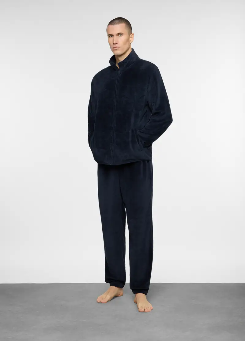 Pantalone Del Pigiama In Pile Uomo, Blu scuro