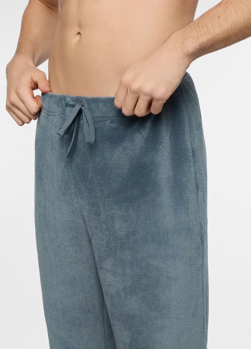 Pantalone Del Pigiama In Pile Uomo, Grigio cemento miniatura 3