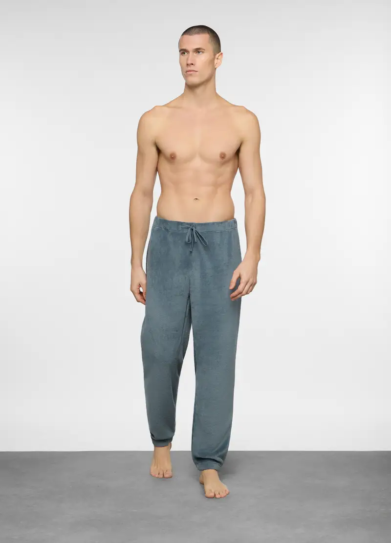 Pantalone Del Pigiama In Pile Uomo, Grigio cemento