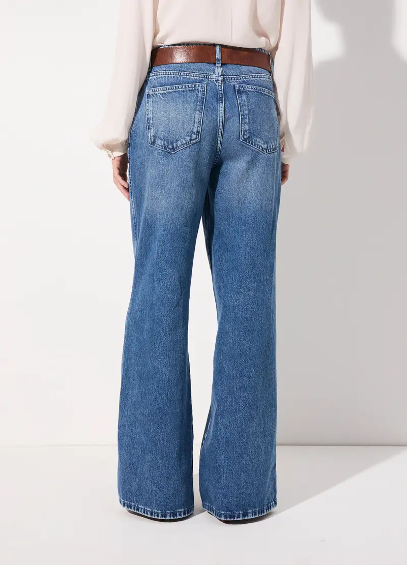 Pantalone Denim Flare Fit Donna, Unisex, Blu denim miniatura 3