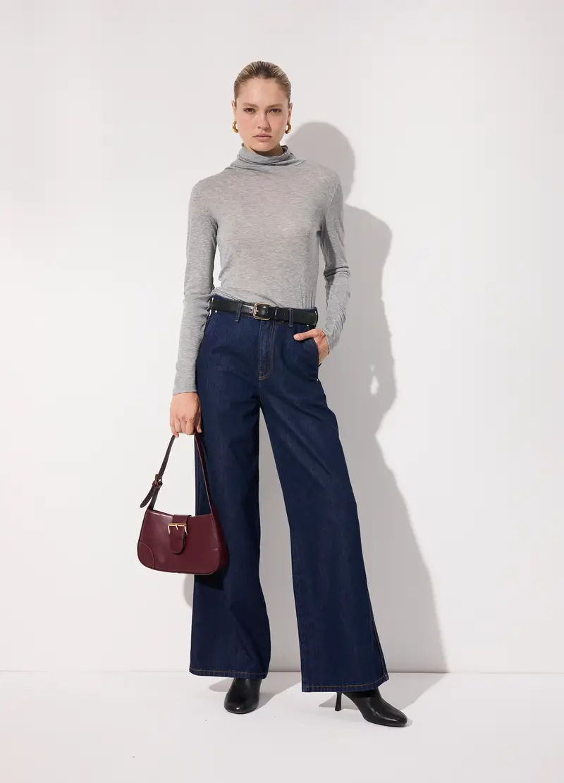 Pantalone Denim Flare Fit Donna, Unisex, Blu scuro