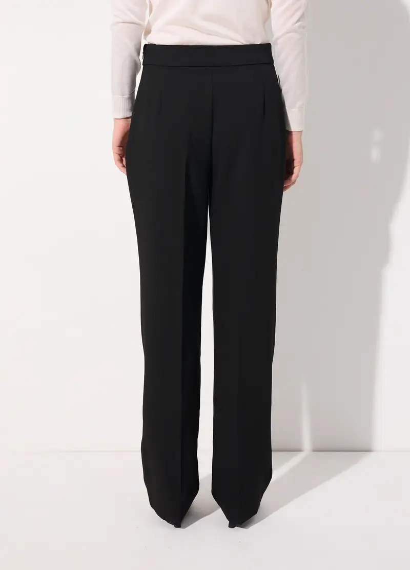 Pantalone Dritto In Misto Viscosa Donna, Unisex, Beige miniatura 3