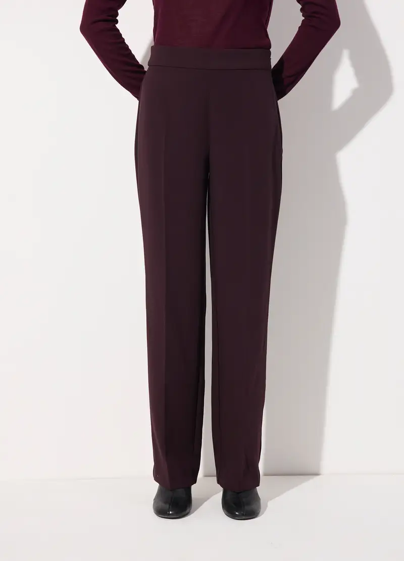 Pantalone Dritto In Misto Viscosa Donna, Unisex, Rosso bordeaux miniatura 2