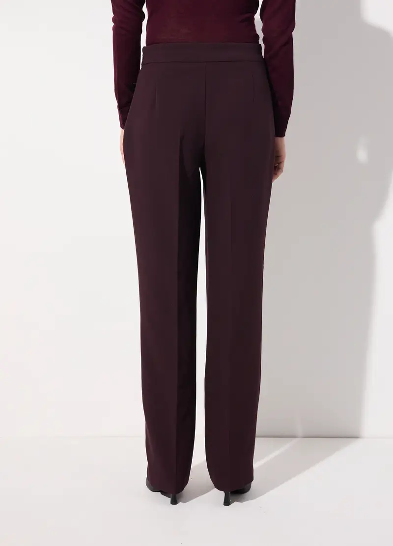 Pantalone Dritto In Misto Viscosa Donna, Unisex, Rosso bordeaux miniatura 3