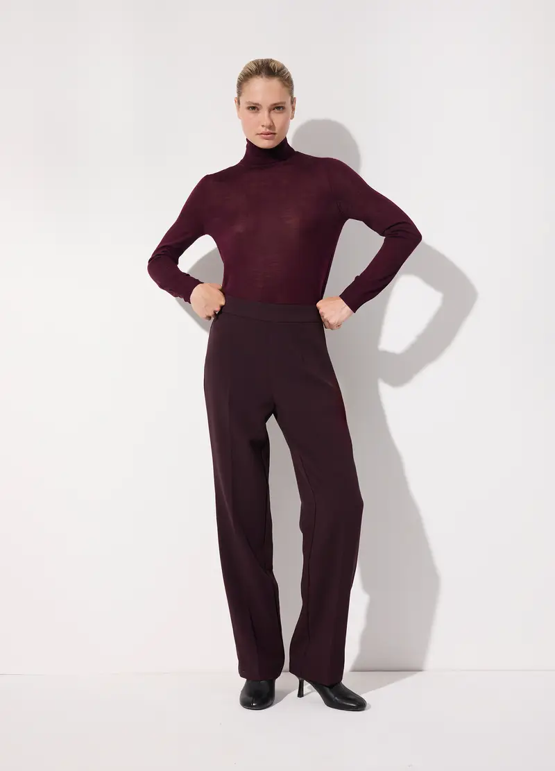 Pantalone Dritto In Misto Viscosa Donna, Unisex, Rosso bordeaux