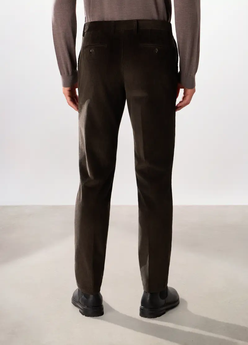 Pantalone In Velluto A Coste Di Cotone Stretch Uomo, Marrone testa di moro miniatura 2