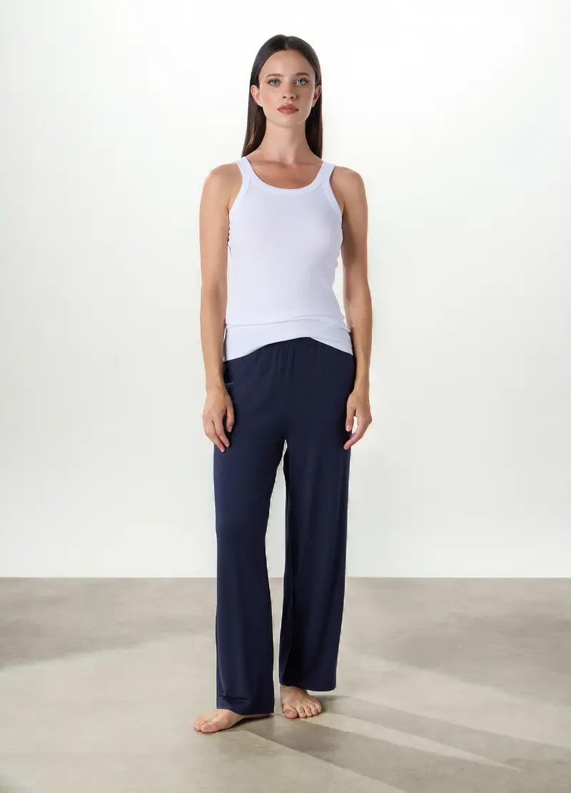 Upim, Pantalone Lungo Pigiama In Modal Stretch Donna, Blu scuro, Taglia: S