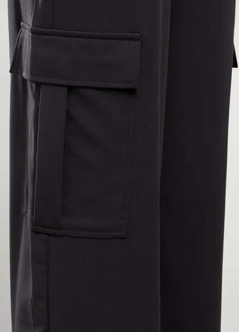 Pantalone Misto Viscosa Con Tasche Donna, Nero miniatura 3
