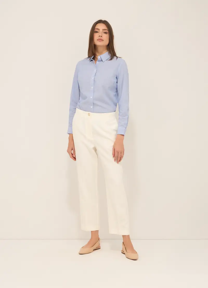 Pantalone Misto Viscosa Donna, Bianco gesso